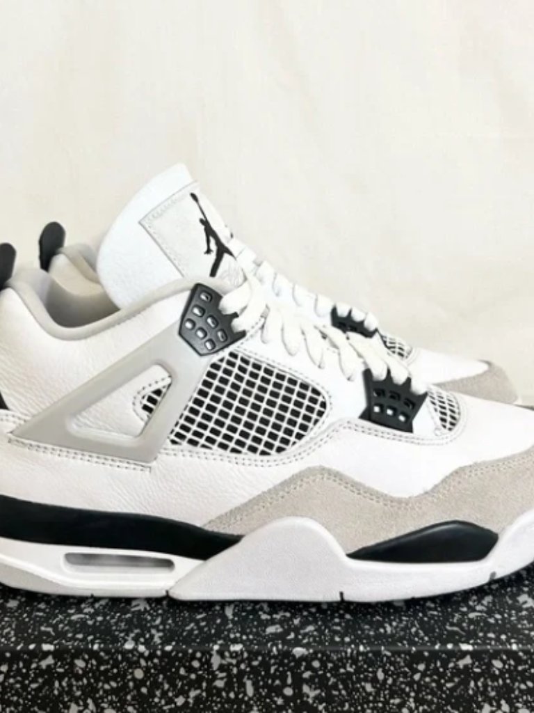 Air Jordan 4 Military Black Retro Mens White Sneakers